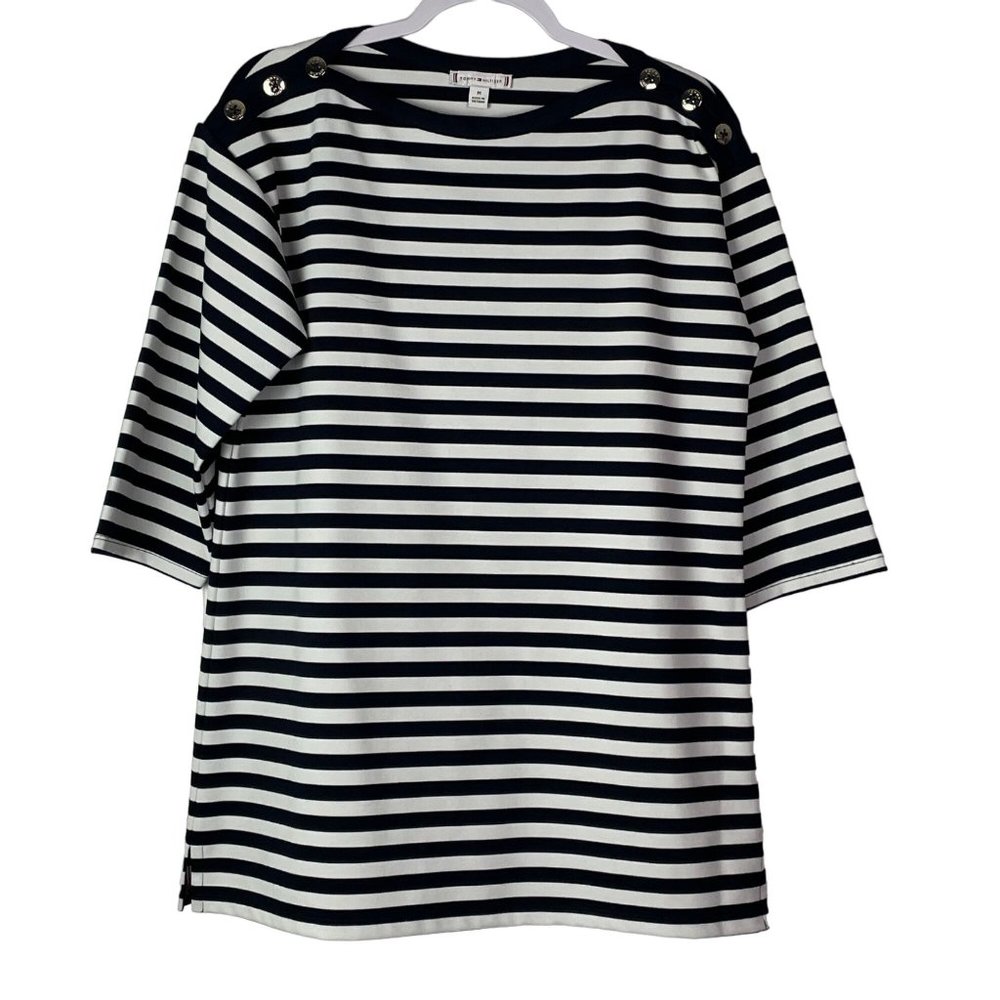 Tommy Hilfiger Top Stripe Nautical Boxy Tunic Oversized Stripes Coastal Grandma‎